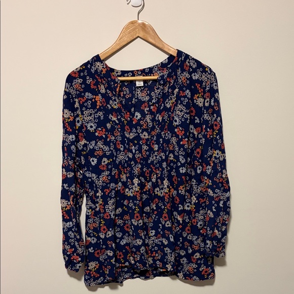 Old Navy Floral Blouse - Navy and Red - Picture 1 of 3